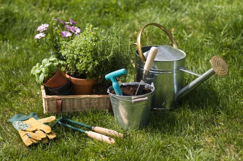 Team preparing garden waste bins in Shadwell with eco-friendly equipment